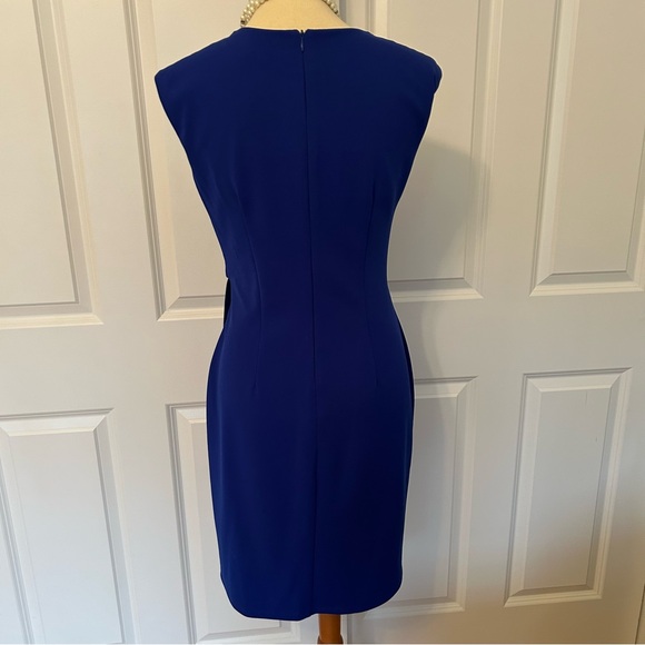 Royal Blue Sleeveless Wrap Dress - Picture 3 of 4